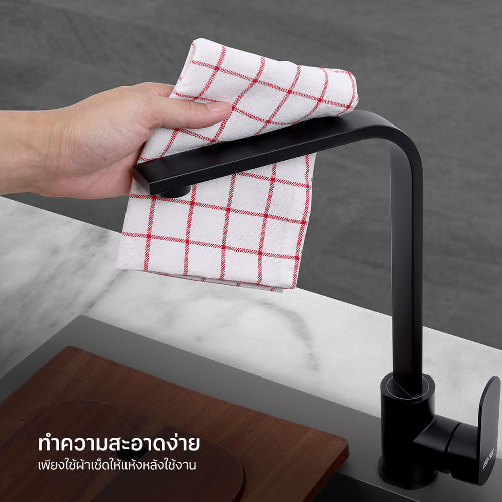 ก๊อกซิงค์สำหรับอ่างล้างจาน EVE DOVER BLACK สเตนเลส สีดำ